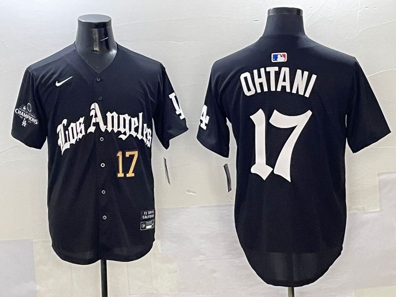 Men Los Angeles Dodgers #17 Ohtani Black Five generations Joint Name 2025 Nike MLB Jersey style 35